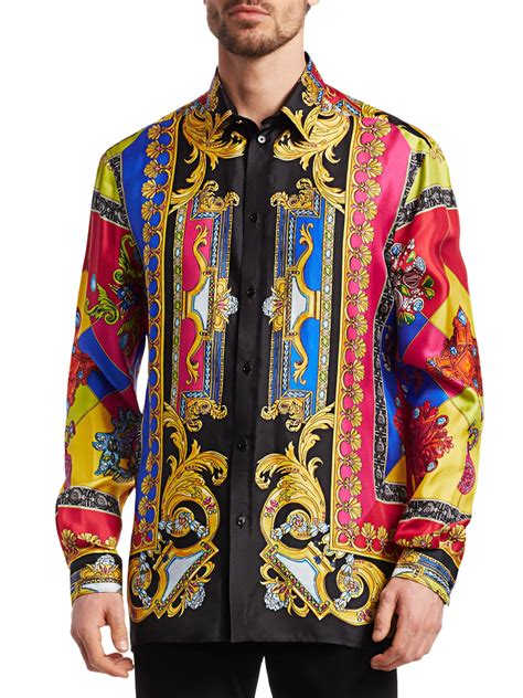 versace multi color shirt men|versace long sleeve shirt men.